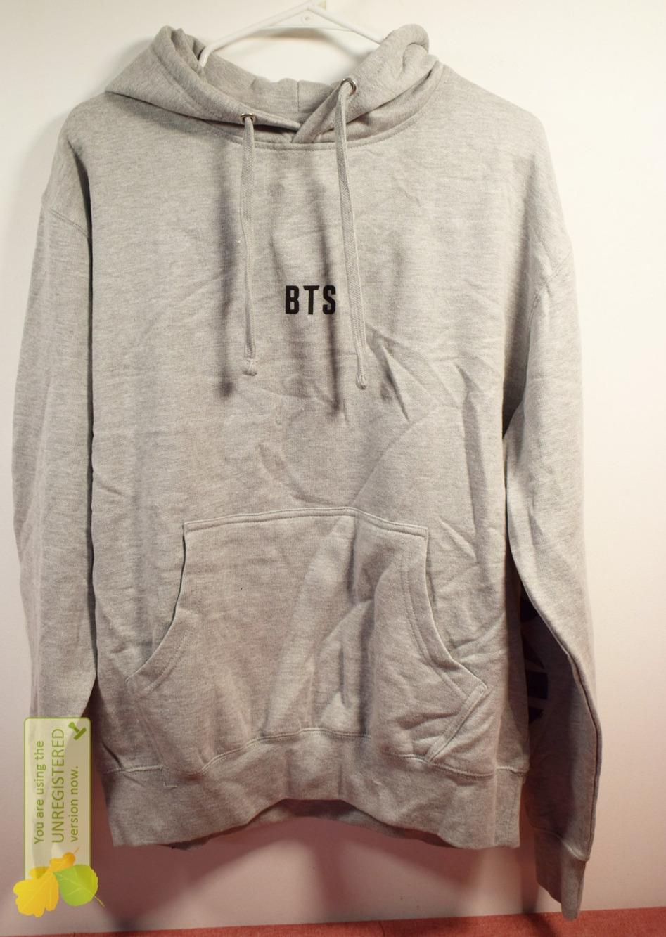 BTS Women's Clothing Pullover Hoodie Gray Medium